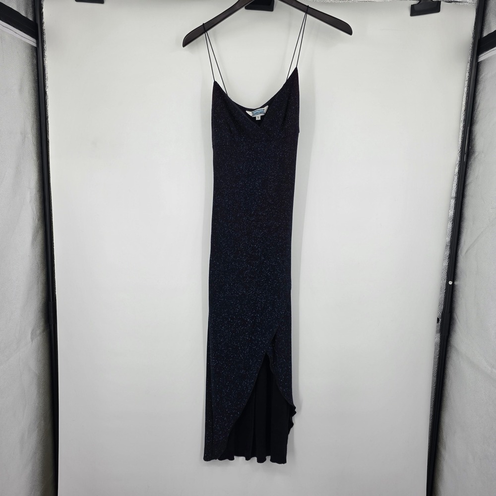 Vintage Hourglass Midnight Blue Shimmer Slit Maxi Dress B534Z100 Small